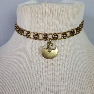 VANESSA MOONEY // ltd ed unique brass link pendant choker necklace rare